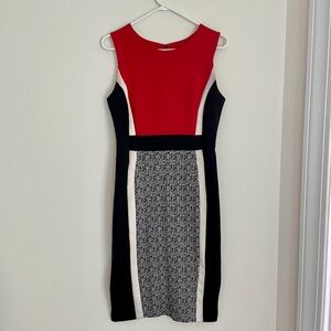 Women's Enfocus Studio Red, Black and White Pencil Dress Sleeveless Size 8